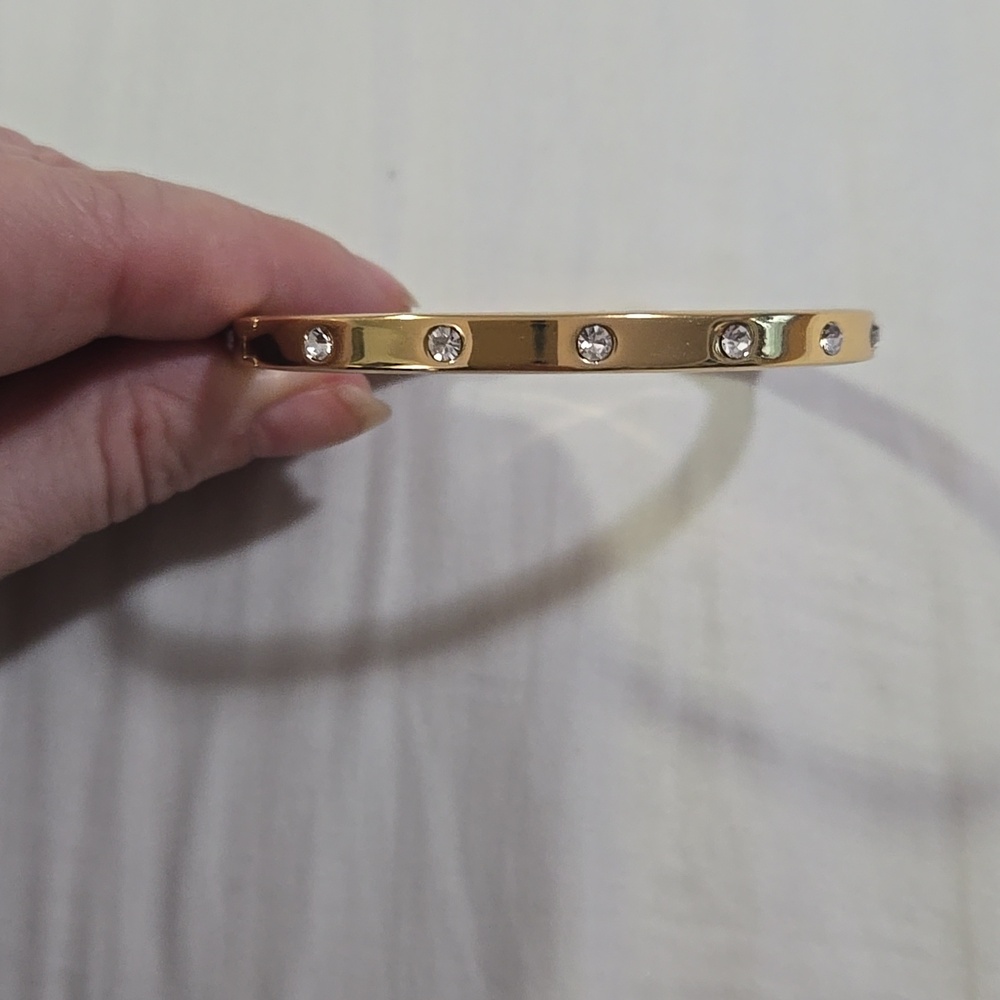 Kate Spade Gold Tone Women's Hinged Bangle Bracelet - Elegant Classic